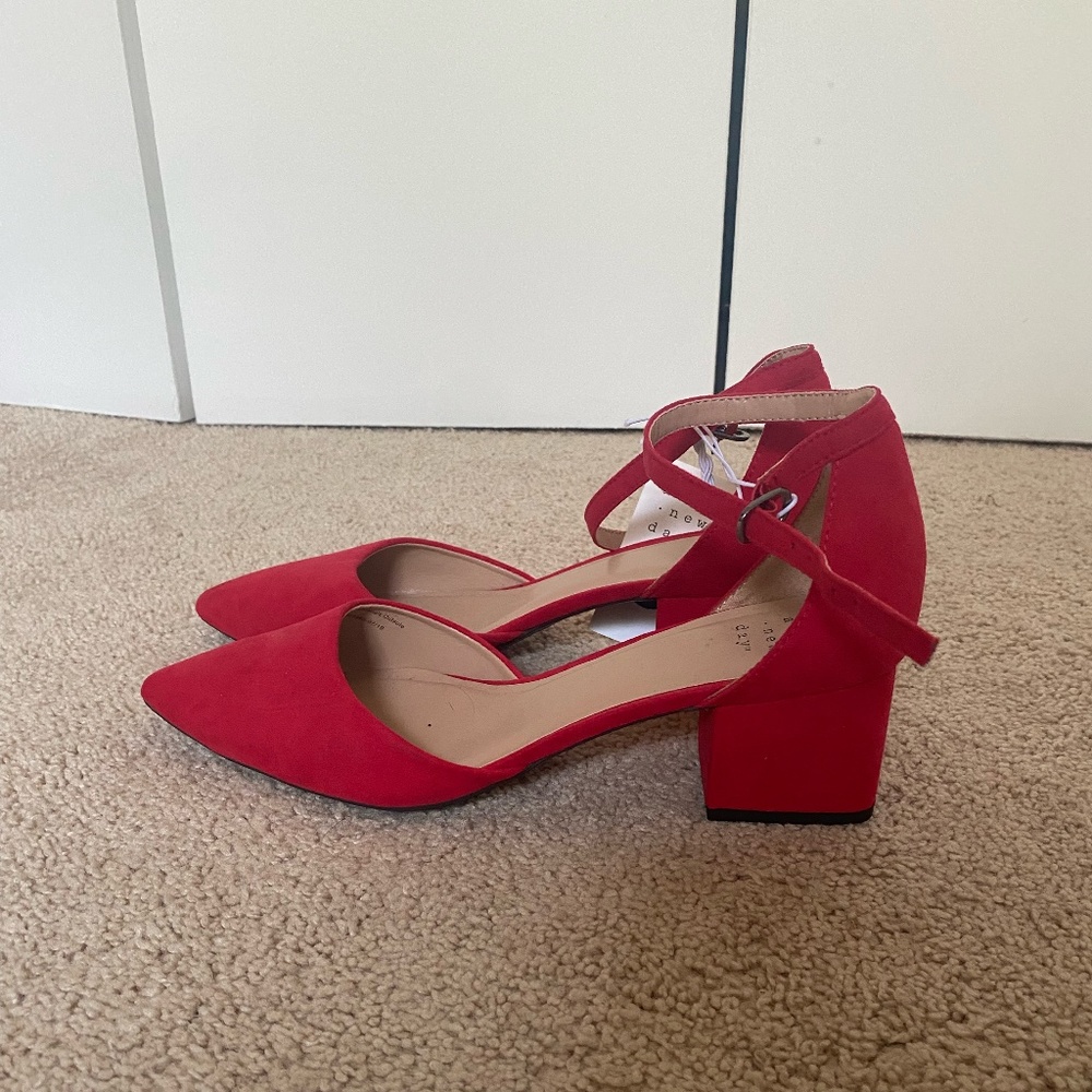 Red block heels